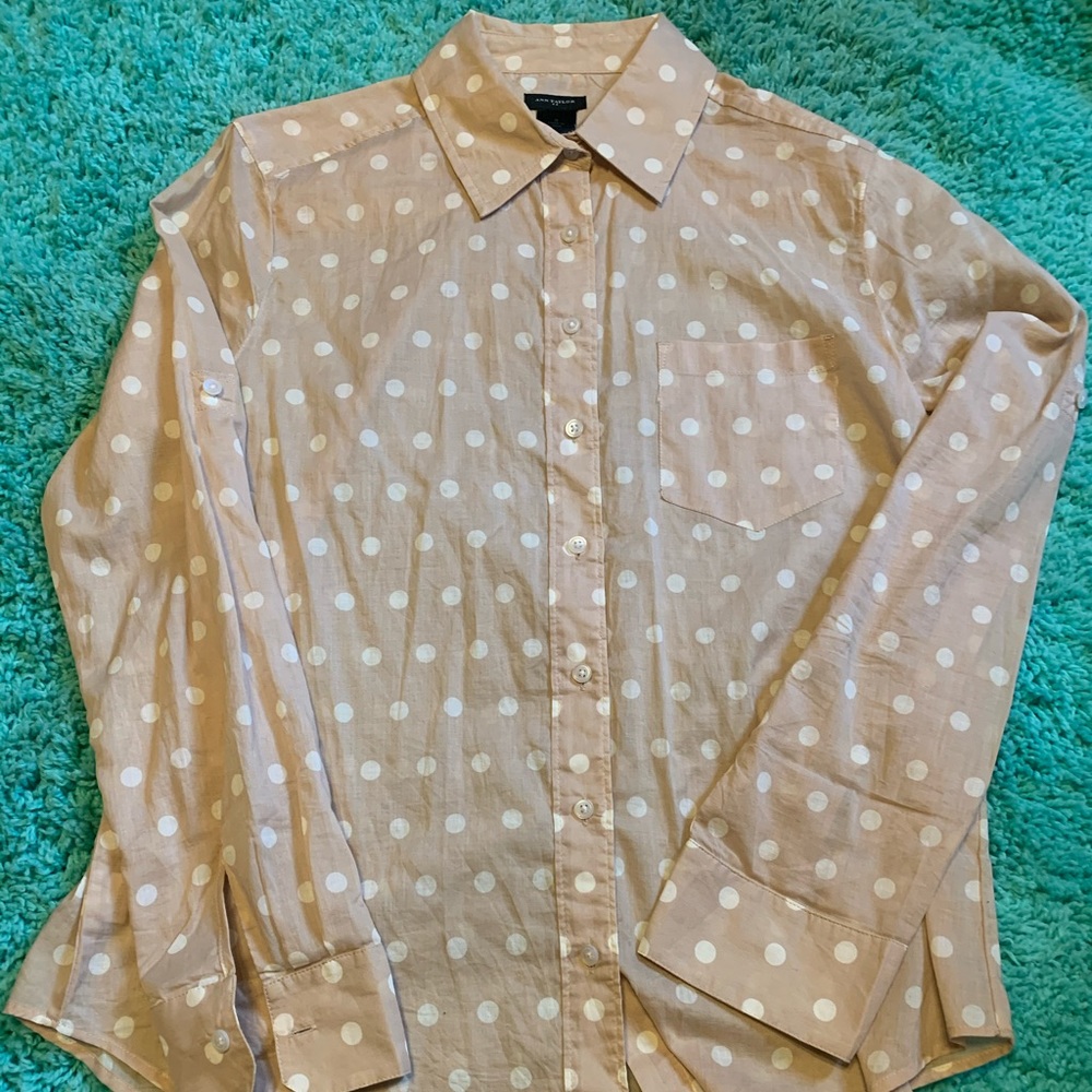 Ann Taylor Women’s Beige Polka Dot Blouse